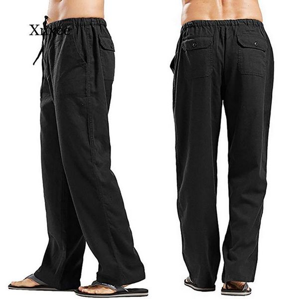 men's pants summer fashion solid color trousers linen multi-pocket straight casual large size breathable loose, Black
men's pants summer fashion solid color trousers linen multi-pocket straight casual large size breathable loose, Black