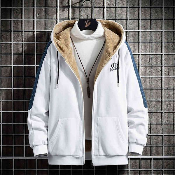 men autumn winter hoodie jacket fur lined thick zipper hoodie sweatshirt casual sports coat hooded korean fashion white hoodie 211217, Black
men autumn winter hoodie jacket fur lined thick zipper hoodie sweatshirt casual sports coat hooded korean fashion white hoodie 211217, Black