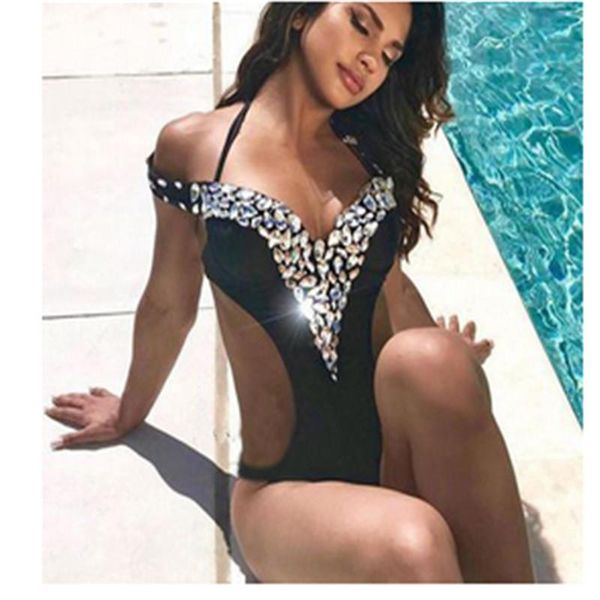 swimsuit woman 2021 colorful shinning zircon black one piece swimwear women bodysuit bandage tie thong female swimming suit, White;black
swimsuit woman 2021 colorful shinning zircon black one piece swimwear women bodysuit bandage tie thong female swimming suit, White;black