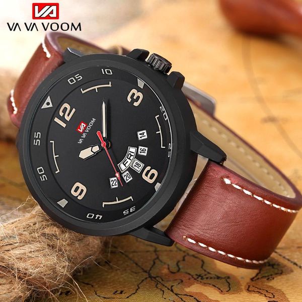 wristwatches vava voom brand design men's watches sport quartz watch leather strap casual military man date week display relogio, Slivery;brown
wristwatches vava voom brand design men's watches sport quartz watch leather strap casual military man date week display relogio, Slivery;brown