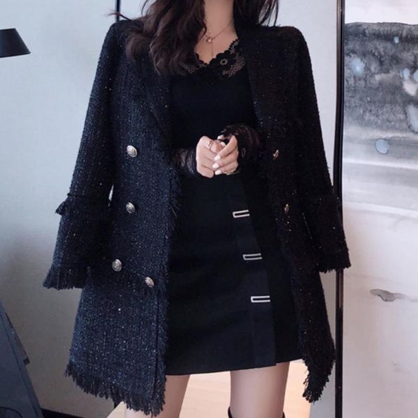 women's jackets autumn and winter tweed coat small fragrance women vintage slim double-breasted long woolen jacket, Black;brown
women's jackets autumn and winter tweed coat small fragrance women vintage slim double-breasted long woolen jacket, Black;brown