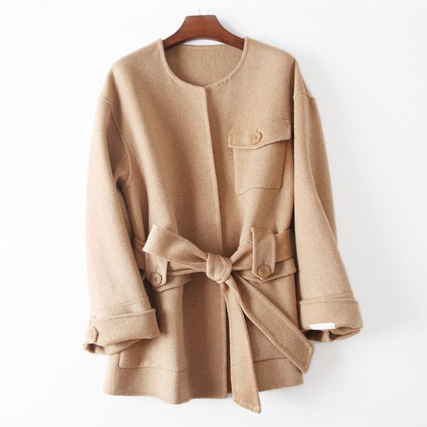 women's wool & blends 2021 autumn winter designer womens coats casaco feminino blend adjustable waist belt abrigos mujer invierno, Black
women's wool & blends 2021 autumn winter designer womens coats casaco feminino blend adjustable waist belt abrigos mujer invierno, Black