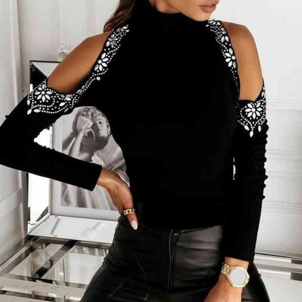 fashion women blouse long sleeve turtleneck cold shoulder sequins blouse shirt ladies clothing, White
fashion women blouse long sleeve turtleneck cold shoulder sequins blouse shirt ladies clothing, White