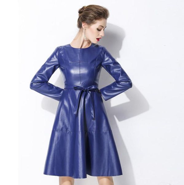 casual dresses lady leather dress with belt a-line knee length long sleeve women 2021 autumn vestidos pu plus size r1952, Black;gray
casual dresses lady leather dress with belt a-line knee length long sleeve women 2021 autumn vestidos pu plus size r1952, Black;gray