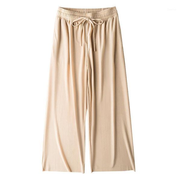 ice silk fold pleated pants women's summer wide leg pant for women casual ankle-length trousers elastic high waist female mujer & capri, Black;white
ice silk fold pleated pants women's summer wide leg pant for women casual ankle-length trousers elastic high waist female mujer & capri, Black;white