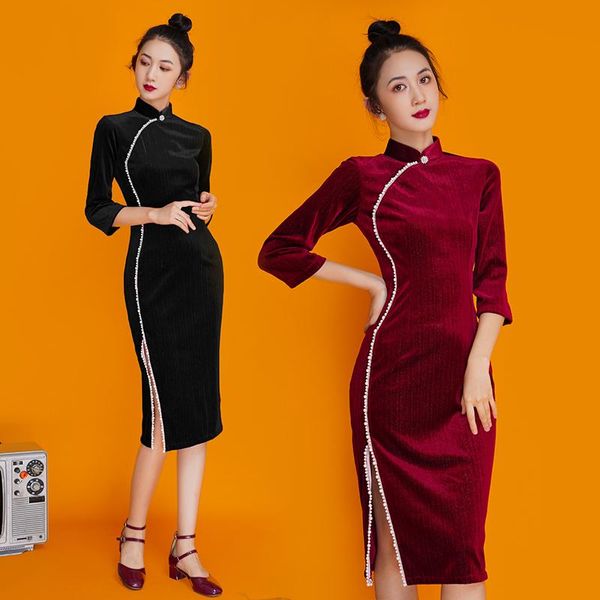 casual dresses toast make cheongsam red of chinese style suit everyday can wear temperament cultivate one's morality show thin long vel, Black;gray
casual dresses toast make cheongsam red of chinese style suit everyday can wear temperament cultivate one's morality show thin long vel, Black;gray