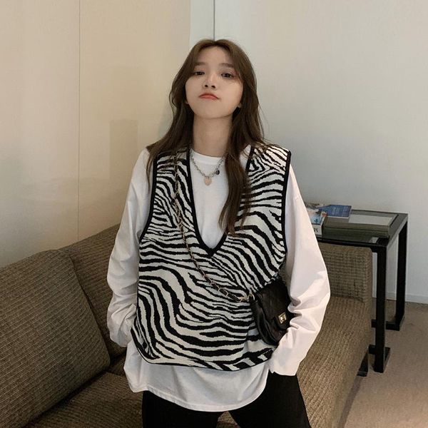 women's vests vintage sweater vest women casual clothes zebra pattern knitted outer wear fashion sweaters chaleco mujer lxr1097, Black;white
women's vests vintage sweater vest women casual clothes zebra pattern knitted outer wear fashion sweaters chaleco mujer lxr1097, Black;white