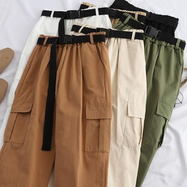 women's pants & capris fashion cotton cargo women 2021 autumn safari stylye high waist long trousers harem female jogger with belt, Black;white
women's pants & capris fashion cotton cargo women 2021 autumn safari stylye high waist long trousers harem female jogger with belt, Black;white