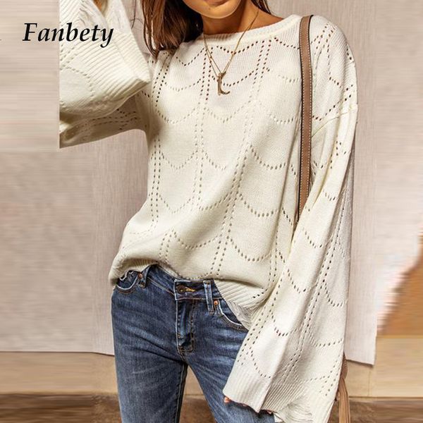 2021 new women casual o neck solid knitting elegant female flare long sleeve pullover autumn ladies hollow out sweaters 5v40, White;black
2021 new women casual o neck solid knitting elegant female flare long sleeve pullover autumn ladies hollow out sweaters 5v40, White;black