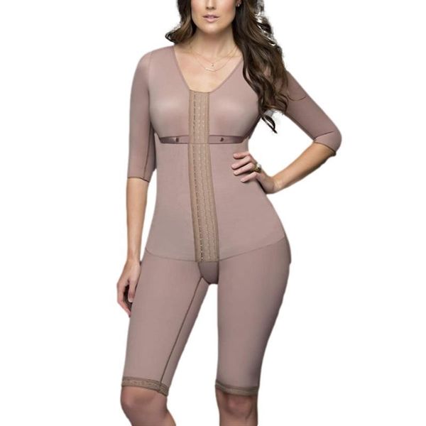 women's shapers faja full body post-partum high compression shapewear with bra long sleeve mid thigh keen length and front hooks eyes, Black;white
women's shapers faja full body post-partum high compression shapewear with bra long sleeve mid thigh keen length and front hooks eyes, Black;white