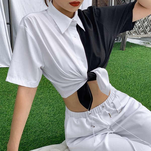 turn-down collar short sleeve women hit color single-breasted slim t-shirt female harajuku streetwear 2021 new, White
turn-down collar short sleeve women hit color single-breasted slim t-shirt female harajuku streetwear 2021 new, White