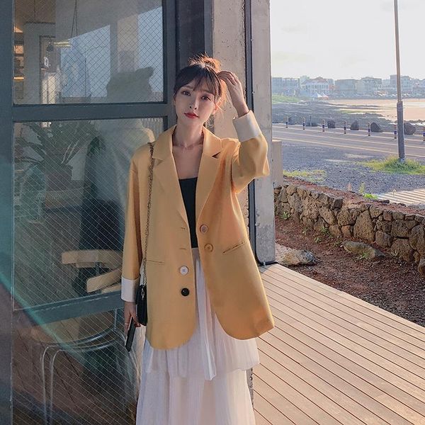 women's suits & blazers korean 2021 spring single breasted loose net red suit casual coat large size slim, White;black
women's suits & blazers korean 2021 spring single breasted loose net red suit casual coat large size slim, White;black