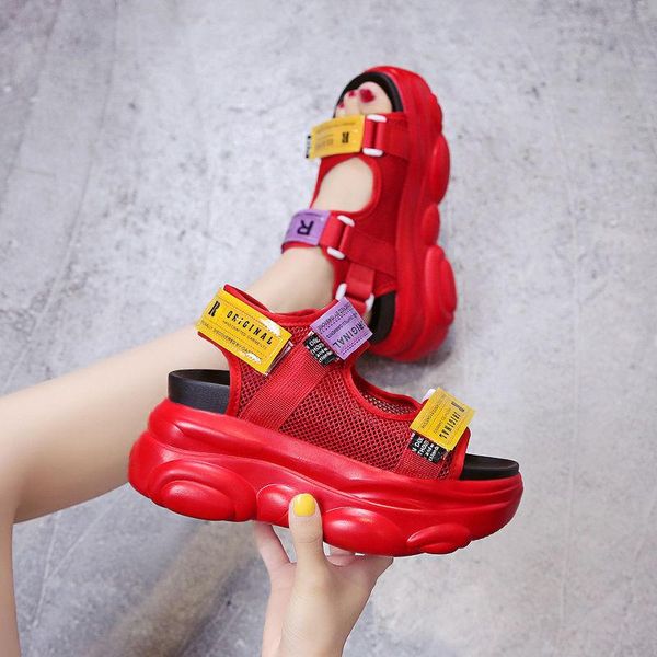 red patchwork hollow mesh breathable woman sandals designers shallow non-slip heightening 9cm hook & loop wedge beach sneakers, Black
red patchwork hollow mesh breathable woman sandals designers shallow non-slip heightening 9cm hook & loop wedge beach sneakers, Black
