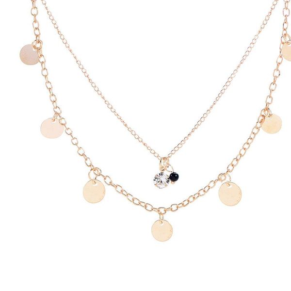 pendant necklaces fashion gold color sequins crystal bead double layer chain necklace simple exquisite party clavicle for women, Silver
pendant necklaces fashion gold color sequins crystal bead double layer chain necklace simple exquisite party clavicle for women, Silver