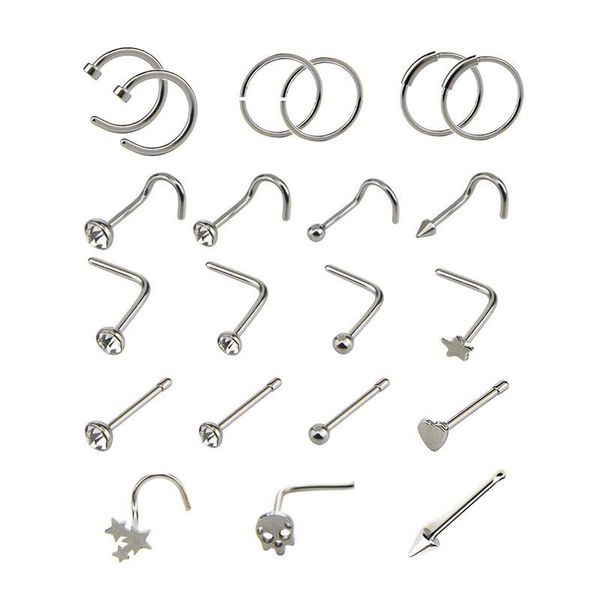 other 21pcs/set crystal nose hoop ring bone bar pin cartilage piercing studs jewelry gift, Slivery;golden
other 21pcs/set crystal nose hoop ring bone bar pin cartilage piercing studs jewelry gift, Slivery;golden