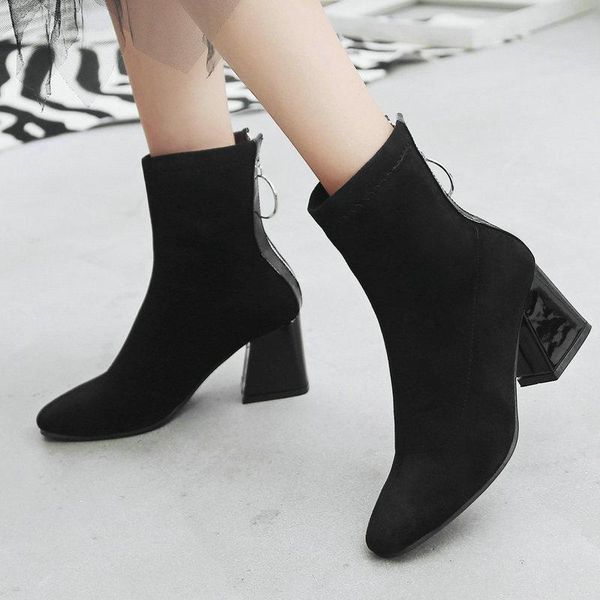 boots high-quality suede women's shoes round toe back zipper high heels winter nude square root short plush warm, Black
boots high-quality suede women's shoes round toe back zipper high heels winter nude square root short plush warm, Black