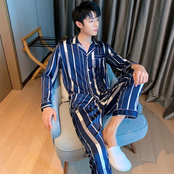 spring and autumn pajamas summer thin ice long sleeve men's large youth silk home suit, Black;brown
spring and autumn pajamas summer thin ice long sleeve men's large youth silk home suit, Black;brown
