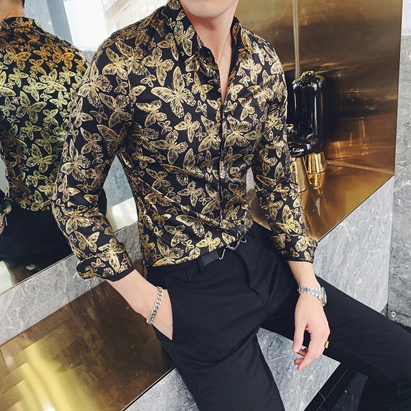 2021 new butterfly gold printed wearing men's wears dressed stage performance club prom social shirts 13f4, White;black
2021 new butterfly gold printed wearing men's wears dressed stage performance club prom social shirts 13f4, White;black