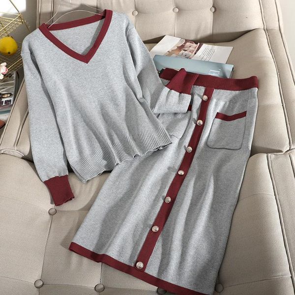 two piece dress early spring fashion package hip cashmere suit skirt female v-neck color matching knit two-piece, White
two piece dress early spring fashion package hip cashmere suit skirt female v-neck color matching knit two-piece, White