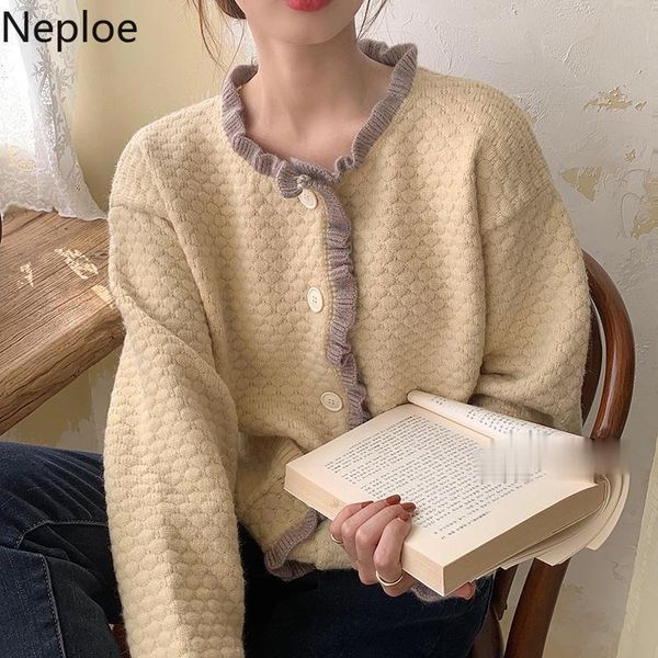neploe women sweaters korean cardigan single breasted knitted cardigans loose long-sleeved pull femme patchwork ruffles coats, White
neploe women sweaters korean cardigan single breasted knitted cardigans loose long-sleeved pull femme patchwork ruffles coats, White