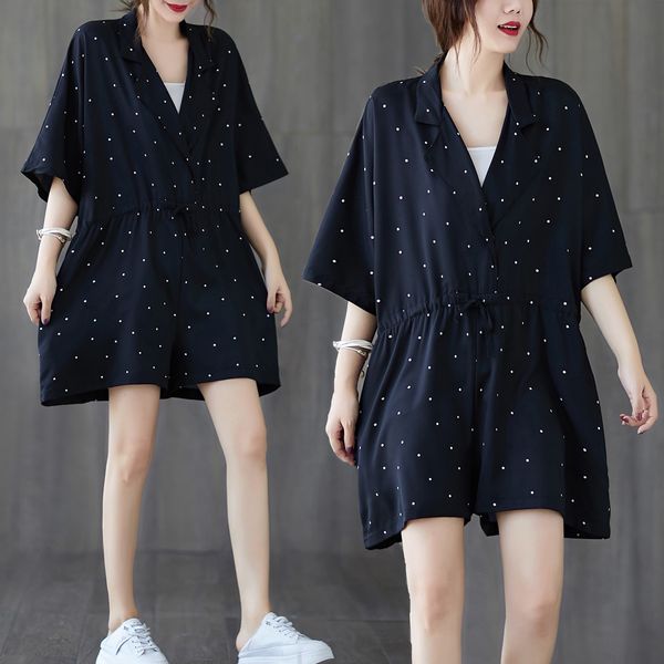 2021 new women summer fashion korean oversized large sized elastic slim fit dot print high waist wide leg above knee dress cloth pjzx, Black;gray
2021 new women summer fashion korean oversized large sized elastic slim fit dot print high waist wide leg above knee dress cloth pjzx, Black;gray