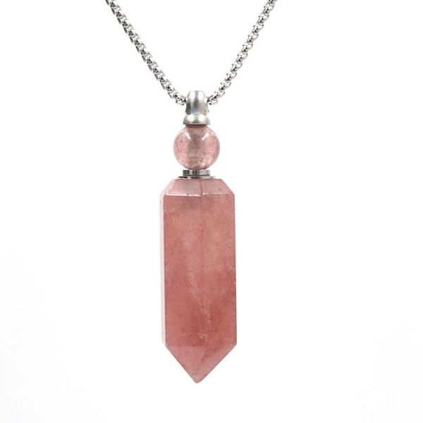 fyjs unique jewelry stainless steel hexagon prism strawberry crystal pendant perfume bottle necklace, Silver
fyjs unique jewelry stainless steel hexagon prism strawberry crystal pendant perfume bottle necklace, Silver