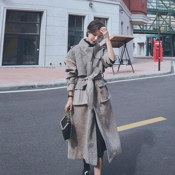 women's wool & blends woolen coat women coats and jackets winter 2021 woman parkas single breasted korean fashion long jacket vintage p, Black
women's wool & blends woolen coat women coats and jackets winter 2021 woman parkas single breasted korean fashion long jacket vintage p, Black