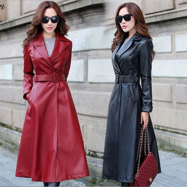 women's leather & faux autumn and winter warm fur coat medium length windbreaker with belt cotton, Black
women's leather & faux autumn and winter warm fur coat medium length windbreaker with belt cotton, Black
