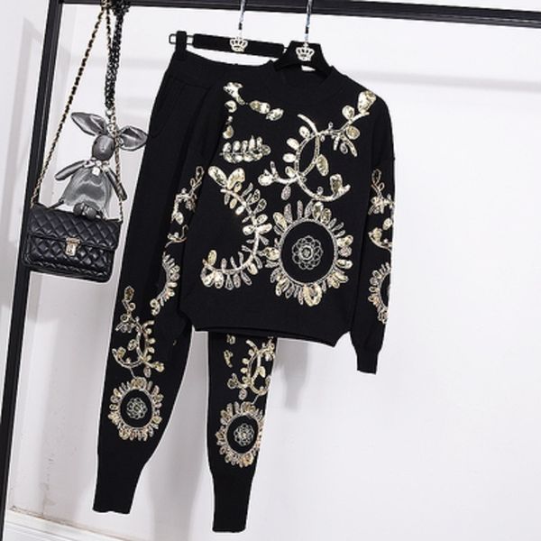 women's tracksuits long-sleeve sweater set with pants, girly ensemble for fall, gold leaf, heavy embroidery, casual trousers h719 8our, Gray
women's tracksuits long-sleeve sweater set with pants, girly ensemble for fall, gold leaf, heavy embroidery, casual trousers h719 8our, Gray