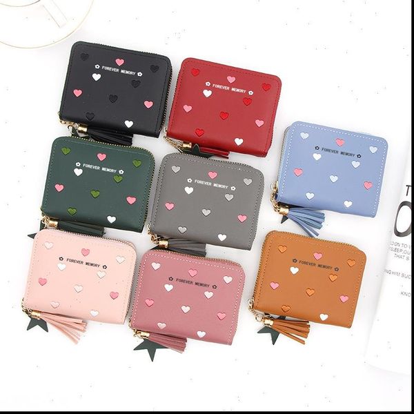 women small wallet ladies cute girl short zipper coin purse tassel hand, Red;black
women small wallet ladies cute girl short zipper coin purse tassel hand, Red;black