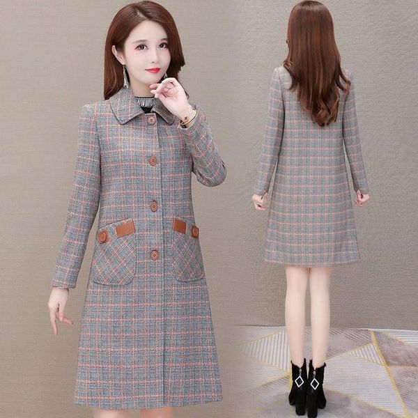 women's wool & blends winter plaid thick woolen coat mid-length single-breasted middle-aged jacket large size, Black
women's wool & blends winter plaid thick woolen coat mid-length single-breasted middle-aged jacket large size, Black