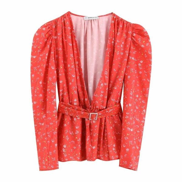 flower printing women v neck sashes wrap shirt leisure lady puff sleeve blouse 2021 autumn female loose s6165, White
flower printing women v neck sashes wrap shirt leisure lady puff sleeve blouse 2021 autumn female loose s6165, White