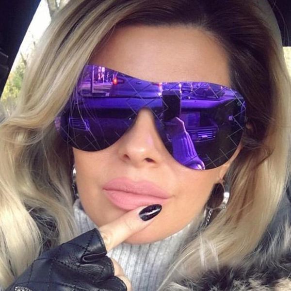 sunglasses oversized shades rimless square for women men big shield lens purple mirror female sun glasses, White;black
sunglasses oversized shades rimless square for women men big shield lens purple mirror female sun glasses, White;black