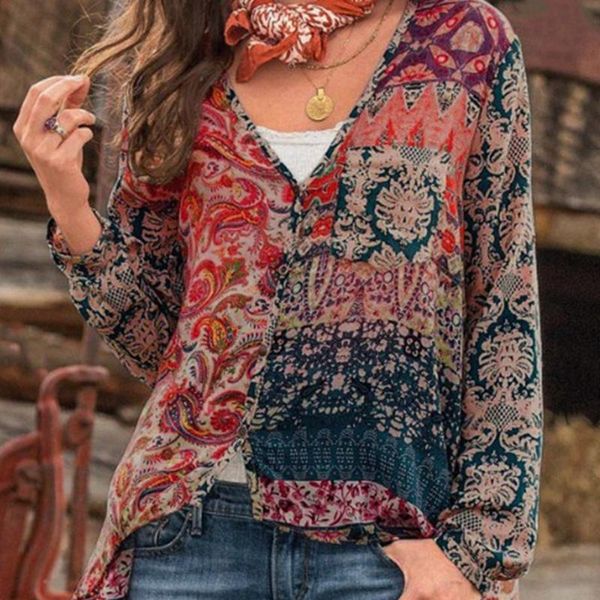 women's blouses & shirts lugentolo women plus size print long sleeve v-neck casual fashion button polyester womens and, White
women's blouses & shirts lugentolo women plus size print long sleeve v-neck casual fashion button polyester womens and, White