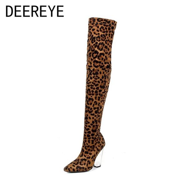 boots women's winter stretch skinny over the knee thigh high leopard print strange transparent heel pointed toe side zipper shoe, Black
boots women's winter stretch skinny over the knee thigh high leopard print strange transparent heel pointed toe side zipper shoe, Black