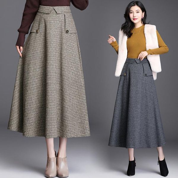 skirts skirt women autumn fashion pocket high waist a-line female winter vintage woolen plaid blends umbrella long big size, Black
skirts skirt women autumn fashion pocket high waist a-line female winter vintage woolen plaid blends umbrella long big size, Black