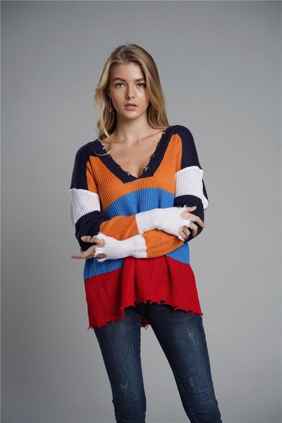 women's sweaters autumn and winter sweater v-neck pullover loose rainbow female wear on both sides, White;black
women's sweaters autumn and winter sweater v-neck pullover loose rainbow female wear on both sides, White;black