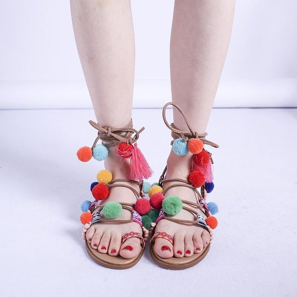 summer women sandals woman flats fashion roman style lace-up tassel colored balls women's shoes zapatos de mujer large size 43, Black
summer women sandals woman flats fashion roman style lace-up tassel colored balls women's shoes zapatos de mujer large size 43, Black