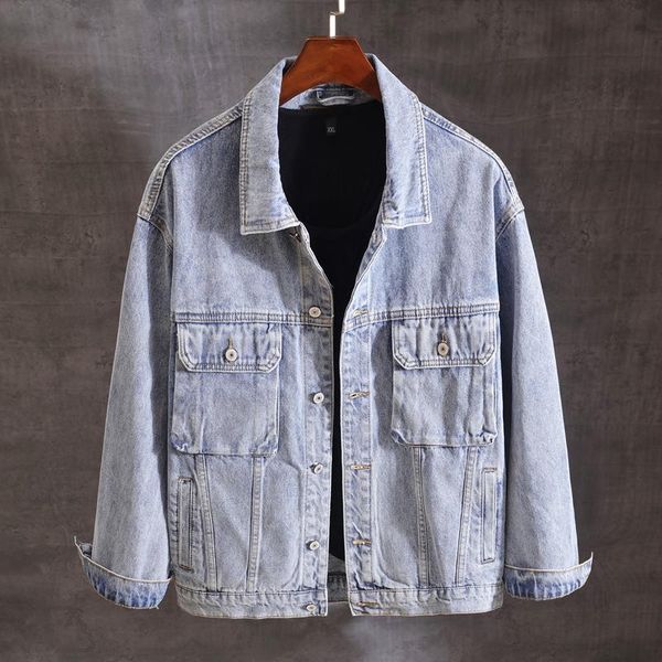 men's jackets vintage fashion men retro light blue big pocket casual denim jacket korean style cotton coats, Black;brown
men's jackets vintage fashion men retro light blue big pocket casual denim jacket korean style cotton coats, Black;brown