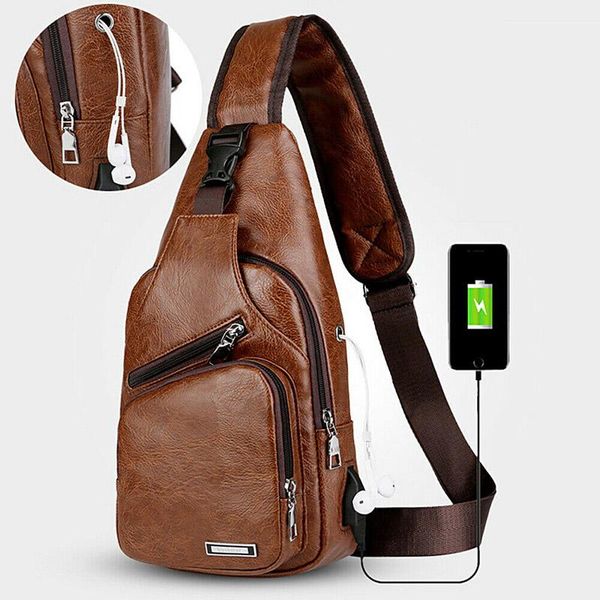 men shoulder bag usb charging sports crossbody sling chest pack bag b2cshop