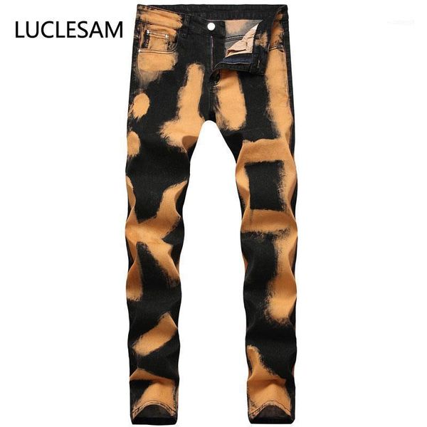 men's jeans vintage yellow print jean men high elasticity slim fit pencil pants for mens hip hop punk rock male skinny trousers hommes, Blue
men's jeans vintage yellow print jean men high elasticity slim fit pencil pants for mens hip hop punk rock male skinny trousers hommes, Blue