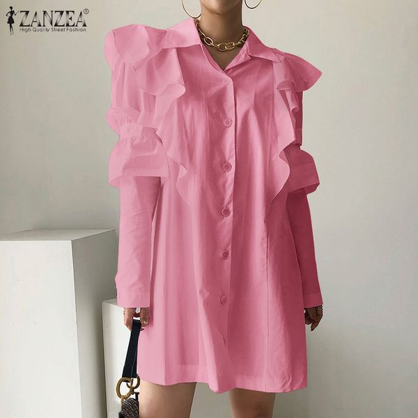 new zanzea fashion 2021 spring autumn robe female french lace up vestido casual cotton ruffle es women elegant mini shirt uafd, Black;gray 
new zanzea fashion 2021 spring autumn robe female french lace up vestido casual cotton ruffle es women elegant mini shirt uafd, Black;gray