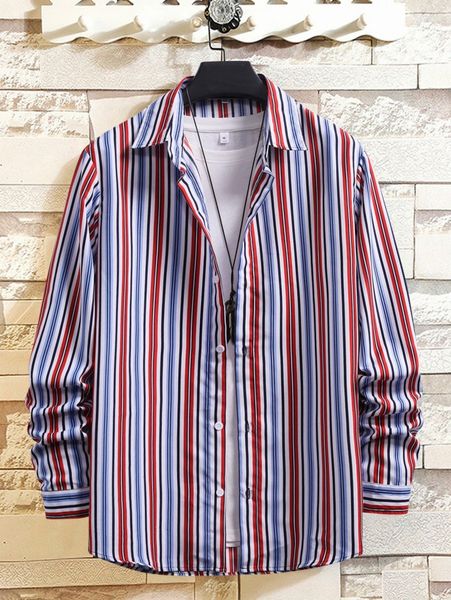 men striped button front shirt 02jg#, White;black
men striped button front shirt 02jg#, White;black