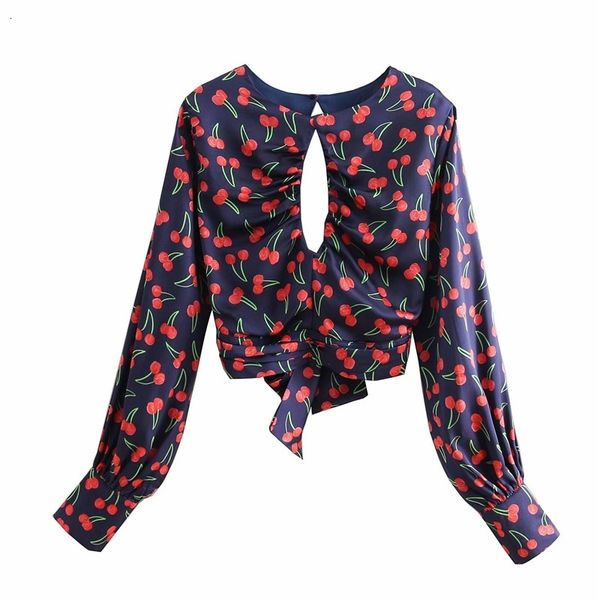 women's knits & tees spring ladies cute cherry print long sleeve short blouse women fashion o-neck knotted backless satin shirt to, White
women's knits & tees spring ladies cute cherry print long sleeve short blouse women fashion o-neck knotted backless satin shirt to, White
