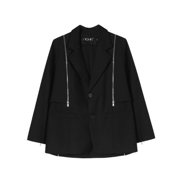 men's suits & blazers 2021 dark black mens suit coat color zipper decoration jacket fall single-breasted loose, White;black
men's suits & blazers 2021 dark black mens suit coat color zipper decoration jacket fall single-breasted loose, White;black