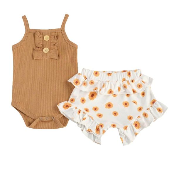 citgeesummer 0-24m toddler baby girl 2pcs set ruffled buttons suspender bodysuit+floral print flared shorts set, White
citgeesummer 0-24m toddler baby girl 2pcs set ruffled buttons suspender bodysuit+floral print flared shorts set, White