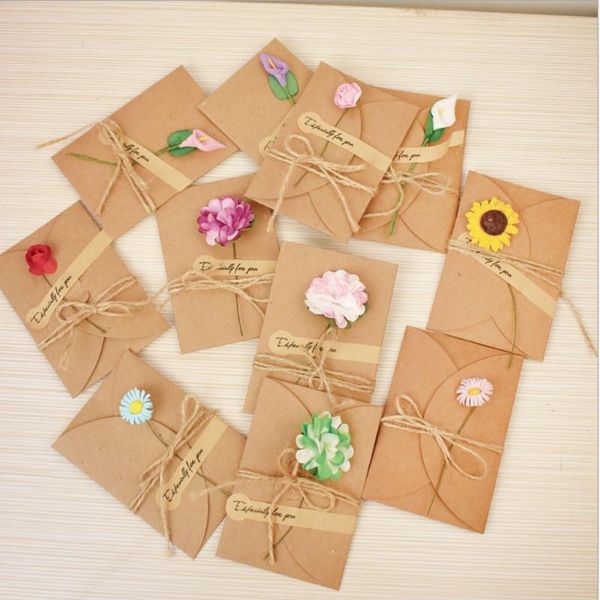 greeting cards 1pcs/pack rope retro kraft paper handmade dried flower card envelope +
greeting cards 1pcs/pack rope retro kraft paper handmade dried flower card envelope +