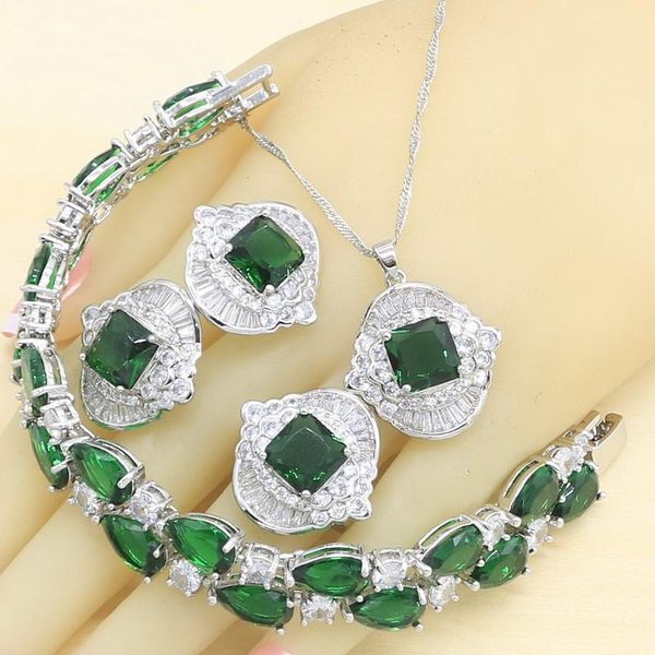 wedding jewelry sets green stones silver color for women white zircon stud earrings rings necklace pendant bracelet gift box, Slivery;golden
wedding jewelry sets green stones silver color for women white zircon stud earrings rings necklace pendant bracelet gift box, Slivery;golden