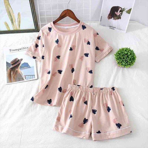 summer short sleeve cotton pajamas women sleepwear heart print home clothes pyjama femme plus size loose homewear female shorts suit, Black;red
summer short sleeve cotton pajamas women sleepwear heart print home clothes pyjama femme plus size loose homewear female shorts suit, Black;red
