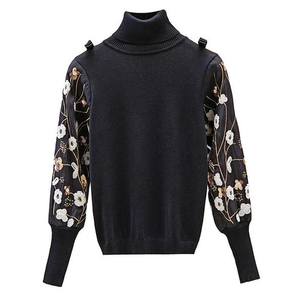 women's sweaters elegant turtleneck women pull femme black sweater flowers sequin pullover chic bowtie knitted, White;black
women's sweaters elegant turtleneck women pull femme black sweater flowers sequin pullover chic bowtie knitted, White;black